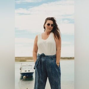 Maeve avryl bleached gingham tie waist pants size 2